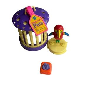 KENNER Littlest Pet Shop Ready to go Pets Parrot Purple Birdcage Vintage 1992